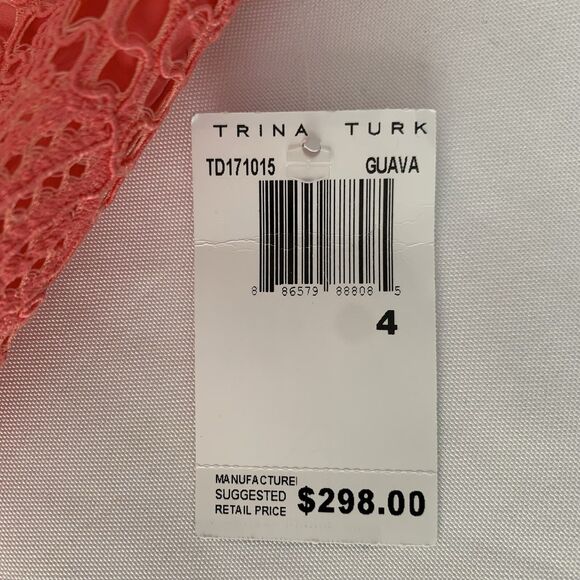 NWT Trina Turk Felisha Dress Women 4 Guava Pink Lace Halter Pockets Resort $298 - Picture 11 of 11